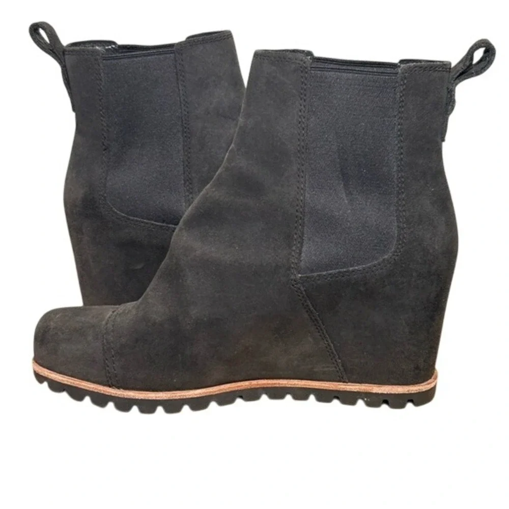 UGG Hidden Wedge Womens 7‎ Ankle Boots Black Suede Slip On